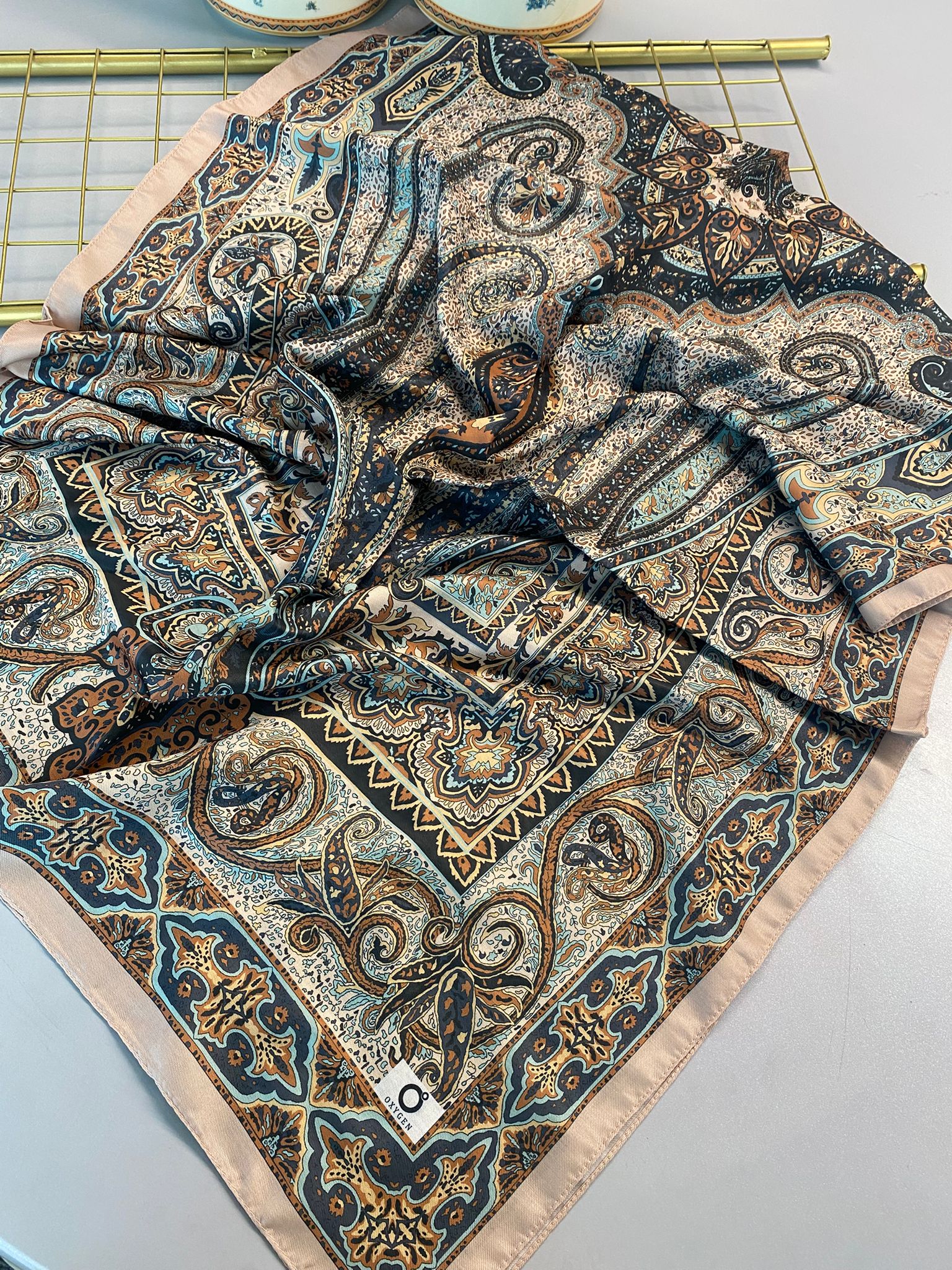 Nakkaş Desen Pamuk İpek Şal-10003-Fildişi