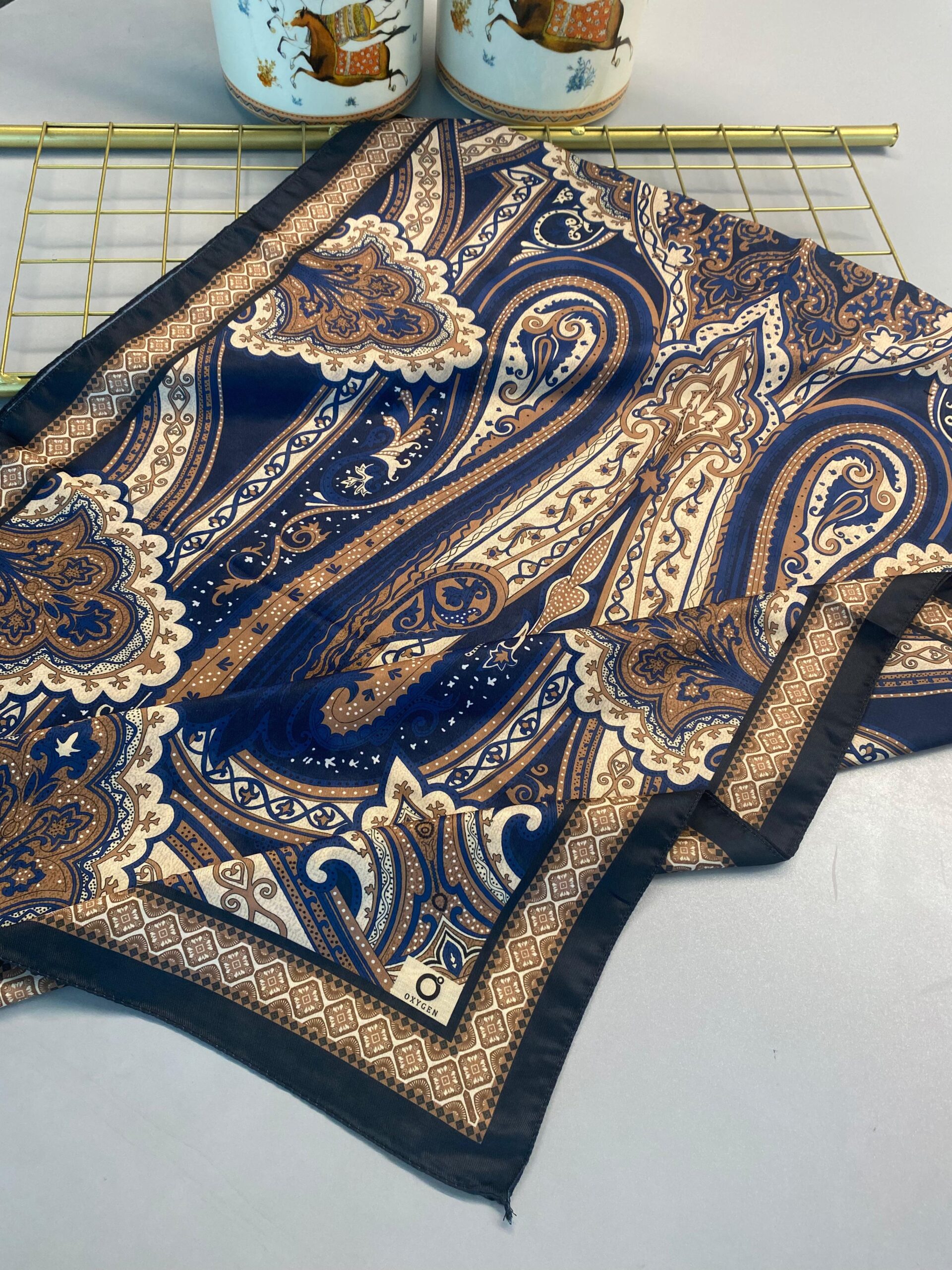 SAHRA DESEN PAMUK İPEK ŞAL-10005-LACİVERT