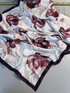Summer Rose  Desen Pamuk İpek Şal-12000-Vişne