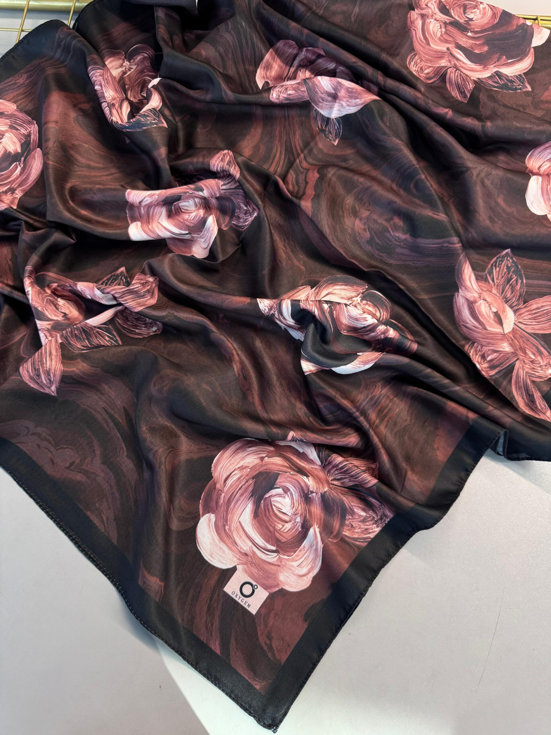 Summer Rose  Desen Pamuk İpek Şal-12000-Bakır