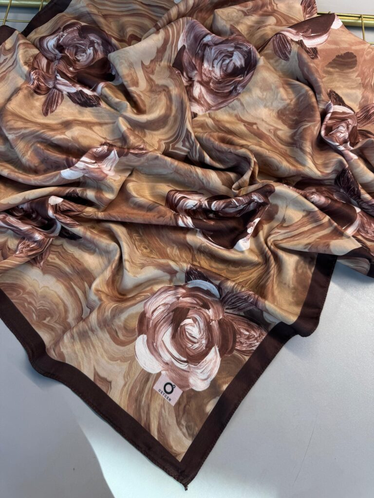 Summer Rose  Desen Pamuk İpek Şal-12000-Latte