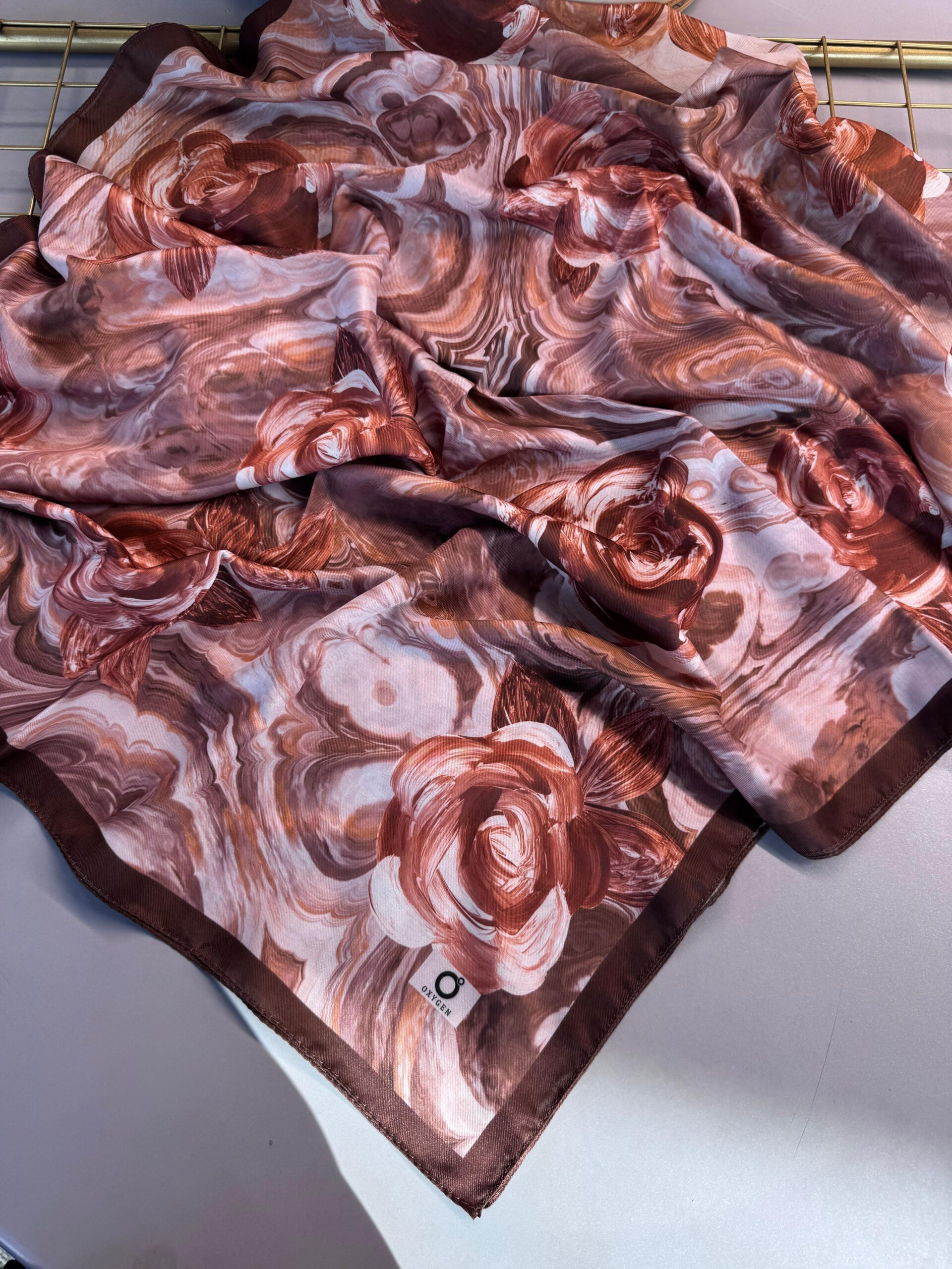 Summer Rose  Desen Pamuk İpek Şal-12000-Oranj