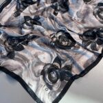 Summer Rose  Desen Pamuk İpek Şal-12000-Füme