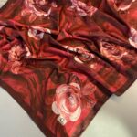 Summer Rose  Desen Pamuk İpek Şal-12000-Kırmızı