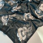 Summer Rose  Desen Pamuk İpek Şal-12000-Siyah