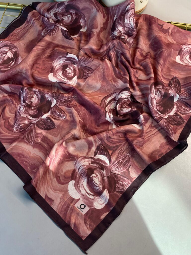 Summer Rose  Desen Pamuk İpek Şal-12000-Şakayık