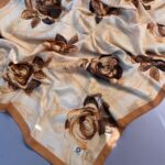 Summer Rose  Desen Pamuk İpek Şal-12000-Bal Rengi