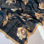 Summer Rose  Desen Pamuk İpek Şal-12000-Karamel