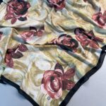 Summer Rose  Desen Pamuk İpek Şal-12000-Zeytin Yeşil