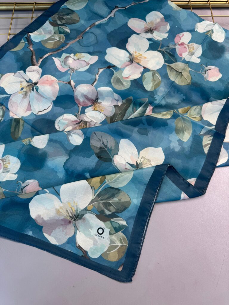 Wild Rose Pamuk ipek Şal-10007-Turkuaz