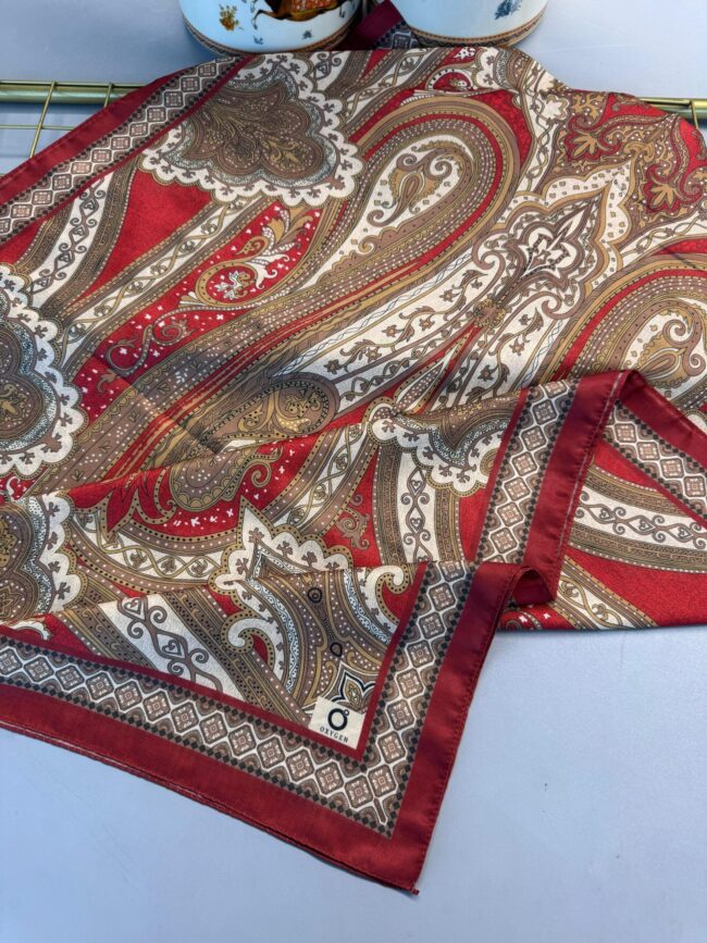 SAHRA DESEN PAMUK İPEK ŞAL-10005-Şarap Kırmızı