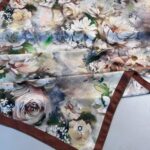 Mystic Bloom Desen Pamuk İpek Şal-Tarçın