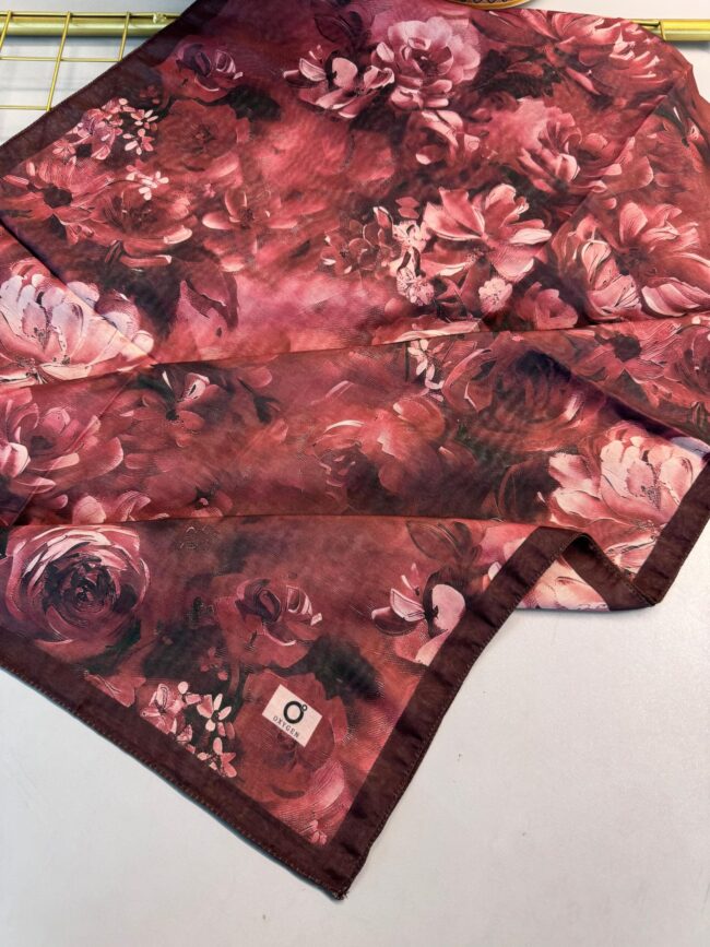 Mystic Bloom Desen Pamuk İpek Şal-Kırmızı