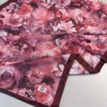 Mystic Bloom Desen Pamuk İpek Şal-Vişne