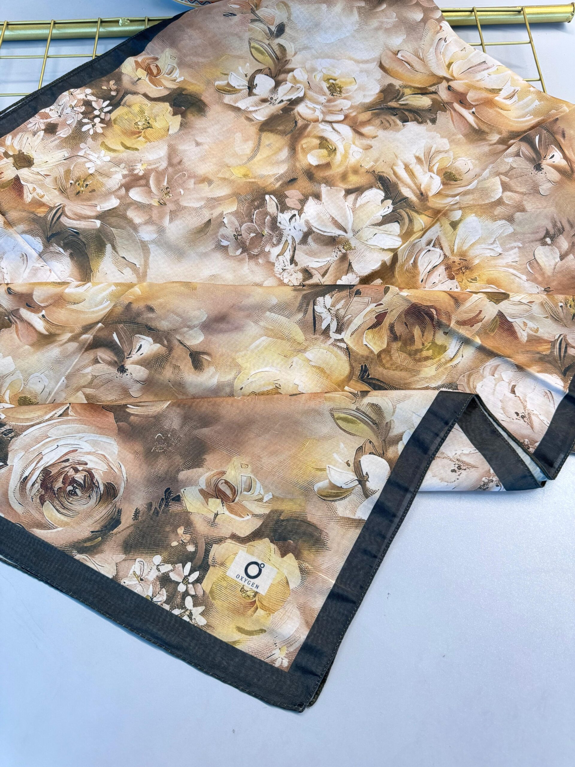 Mystic Bloom Desen Pamuk İpek Şal-Sarı