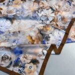 Mystic Bloom Desen Pamuk İpek Şal-Cappucino