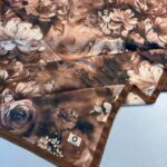 Mystic Bloom Desen Pamuk İpek Şal-Mocha