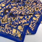 Lilyum Desen Pamuk İpek Şal-10008-Saks