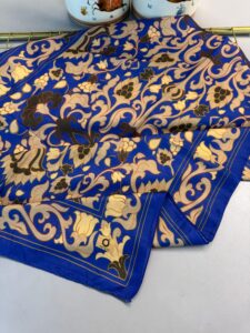 Lilyum Desen Pamuk İpek Şal-10008-Saks