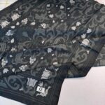 Lilyum Desen Pamuk İpek Şal-10008-Siyah