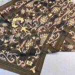 Lilyum Desen Pamuk İpek Şal-10008-Küf yeşili