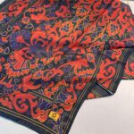 Lilyum Desen Pamuk İpek Şal-10008-Kiremit