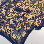 Lilyum Desen Pamuk İpek Şal-10008-Lacivert