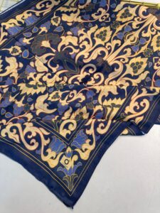 Lilyum Desen Pamuk İpek Şal-10008-Lacivert