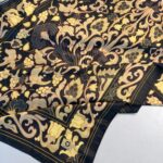 Lilyum Desen Pamuk İpek Şal-10008-Gold