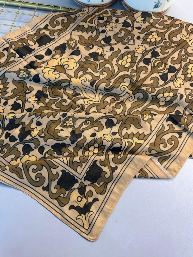 Lilyum Desen Pamuk İpek Şal-10008-Mocha