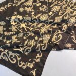 Lilyum Desen Pamuk İpek Şal-10008-Çikolata