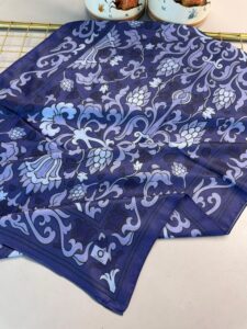 Lilyum Desen Pamuk İpek Şal-10008-Lila