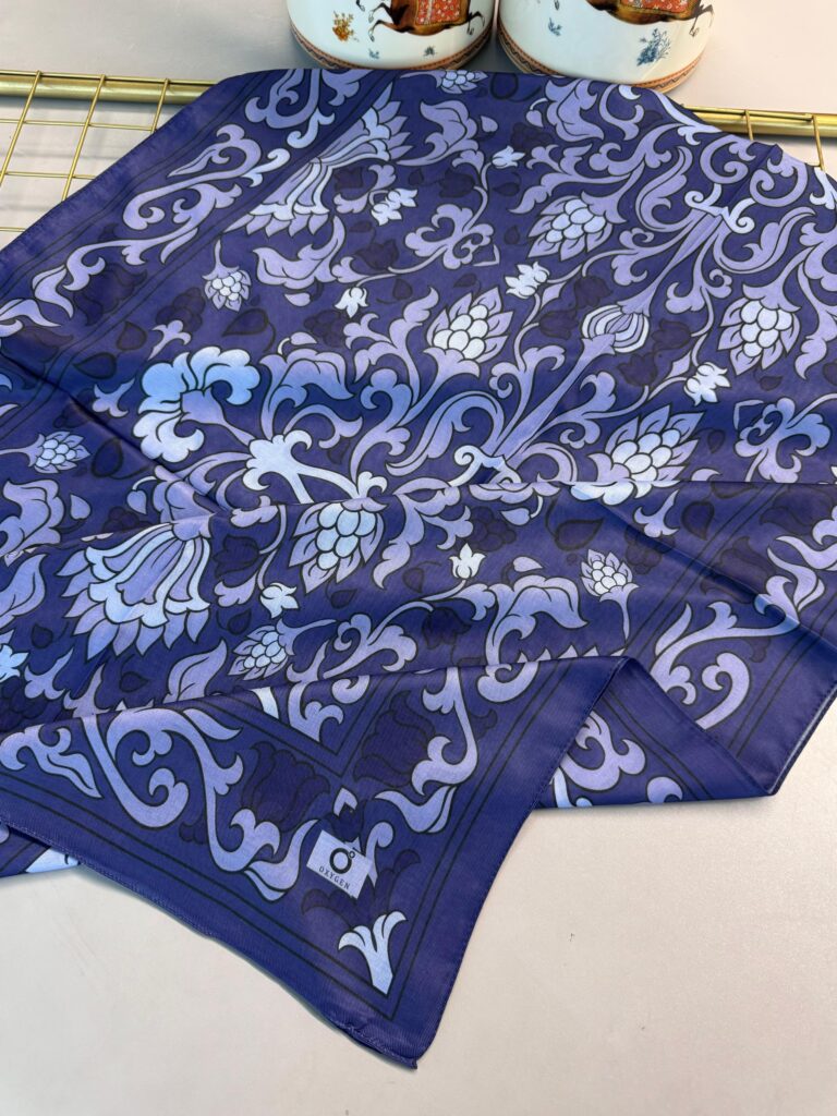 Lilyum Desen Pamuk İpek Şal-10008-Lila