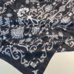 Lilyum Desen Pamuk İpek Şal-10008-Füme