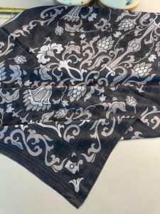 Lilyum Desen Pamuk İpek Şal-10008-Füme