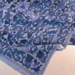 Lilyum Desen Pamuk İpek Şal-10008-Bebek Mavi