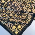 Lilyum Desen Pamuk İpek Şal-10008-Gece Siyahı