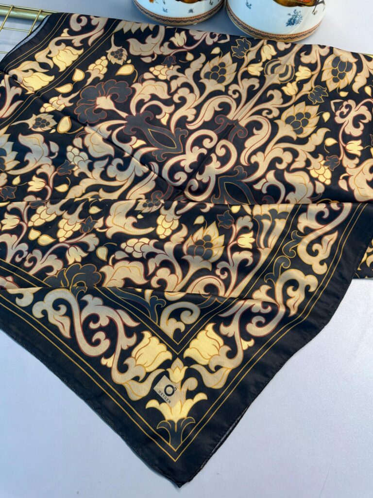 Lilyum Desen Pamuk İpek Şal-10008-Gece Siyahı