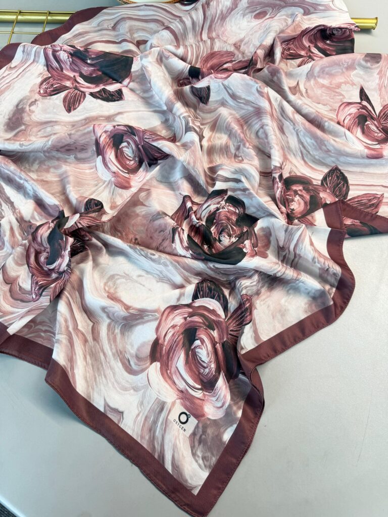 Summer Rose  Desen Pamuk İpek Şal-12000-Şeftali Pembe