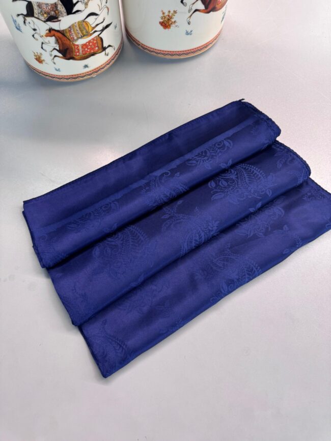 Aplike Desen Pamuk İpeksi Jakar Şal-53354-Lacivert