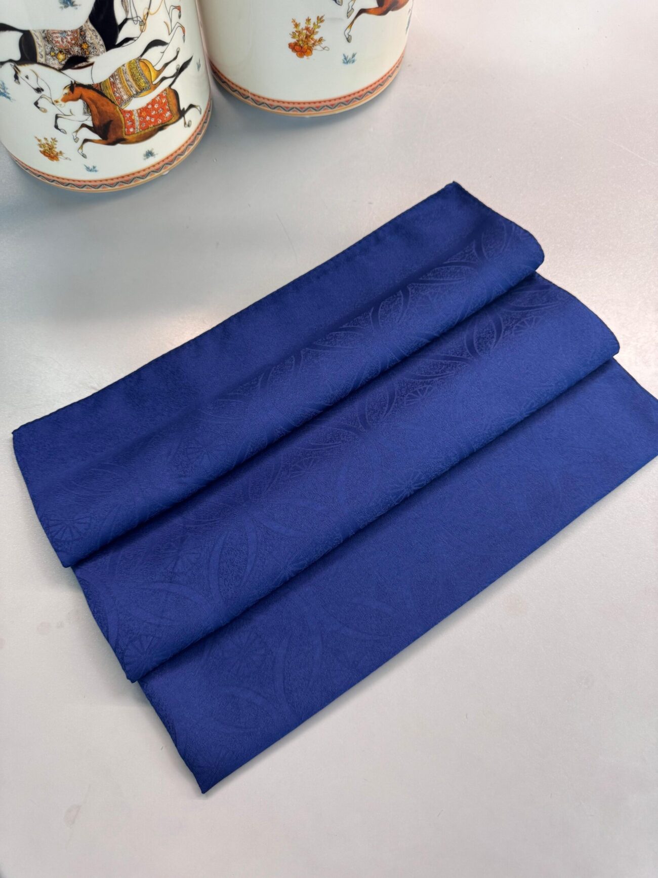 Çiçek Desen Pamuk İpeksi Jakar Şal-53354-Lacivert