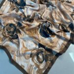 Summer Rose  Desen Pamuk İpek Şal-12000-Cappucino