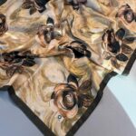 Summer Rose  Desen Pamuk İpek Şal-12000-Çimen yeşili