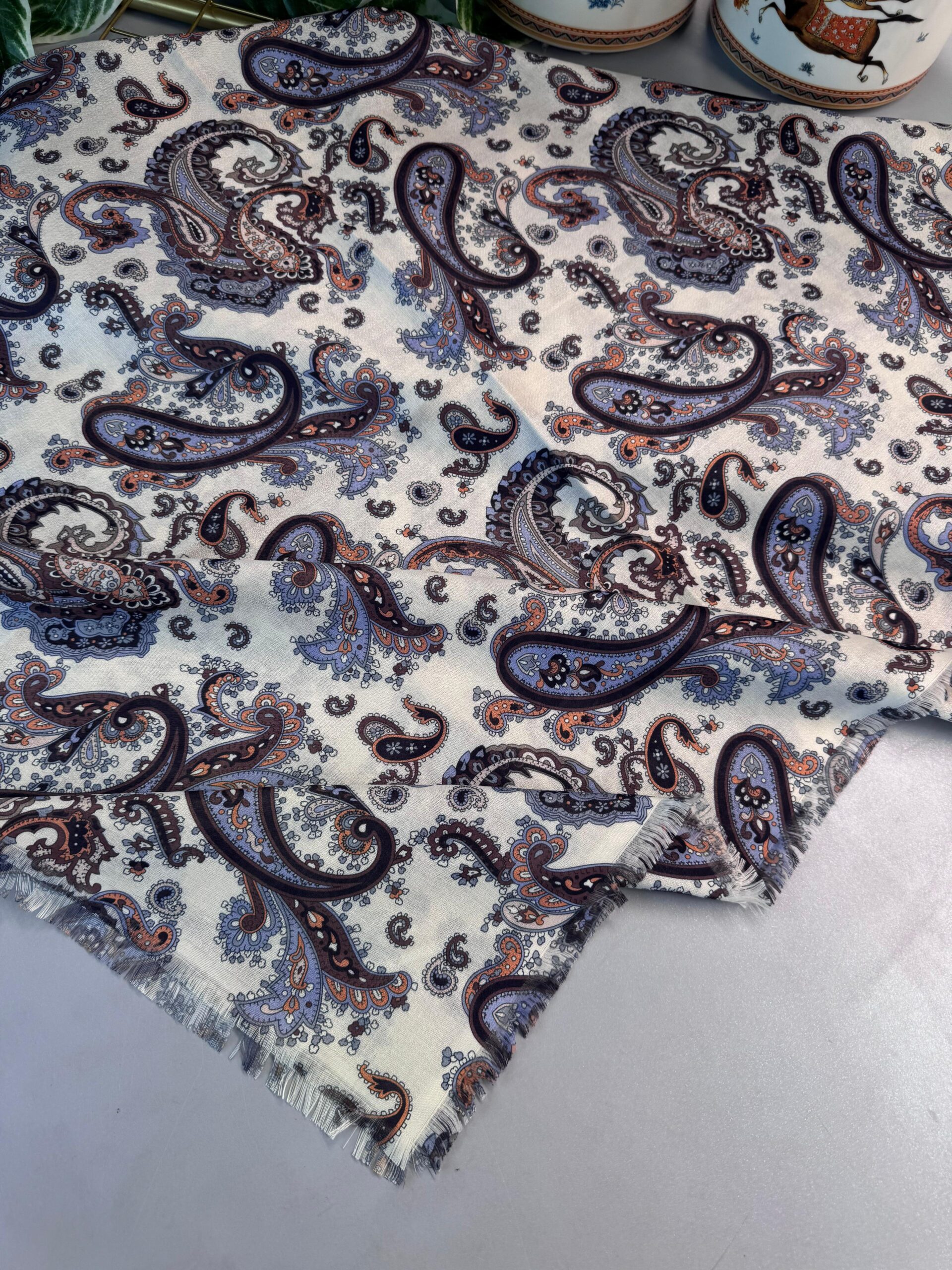 Etno Noir Naturel Pamuk Şal-202452-Taş