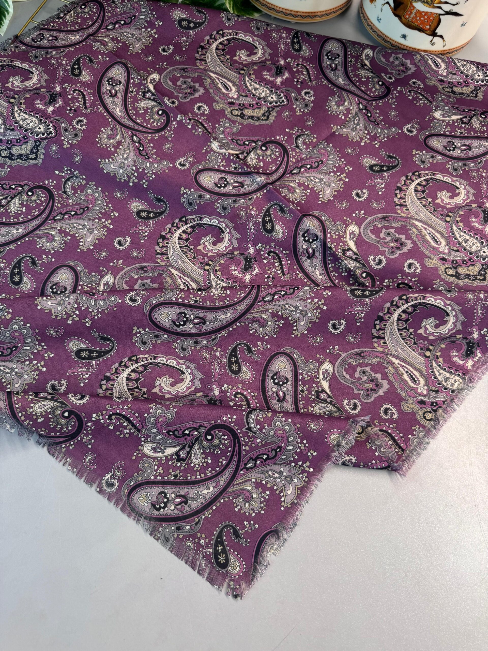 Etno Noir Naturel Pamuk Şal-202452-Eflatun