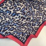 Leopare Desen Pamuk İpek Şal-6202761-Kırmızı