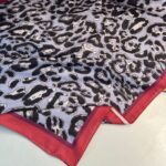 Leopare Desen Pamuk İpek Şal-6202761-Bordo