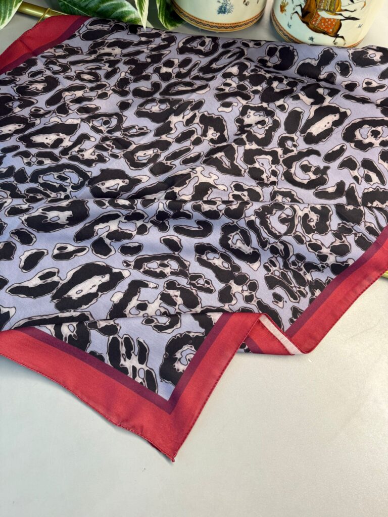 Leopare Desen Pamuk İpek Şal-6202761-Bordo