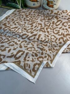 Leopare Desen Pamuk İpek Şal-6202761-Ekru