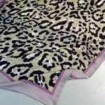 Leopare Desen Pamuk İpek Şal-6202761-Pudra